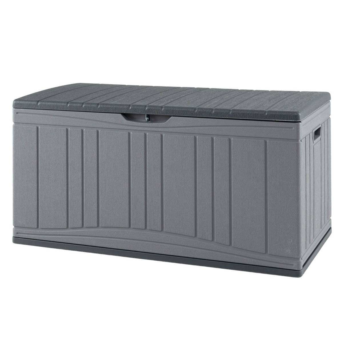 Coffre de Rangement pour Patio Boîte de Rangement 300L HDPE avec Vérins à Gaz Gris