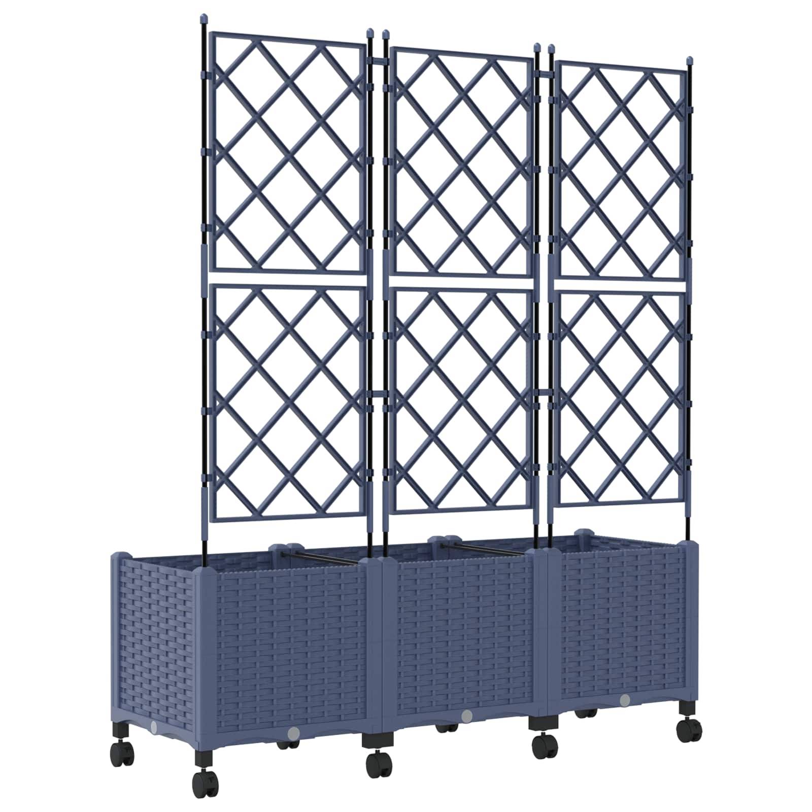 ComfortXL - Jardinière treillis avec roues polypropylène grand volume racinaire 120x40x149cm gris - ComfortXL Outdoor Living - Image 4