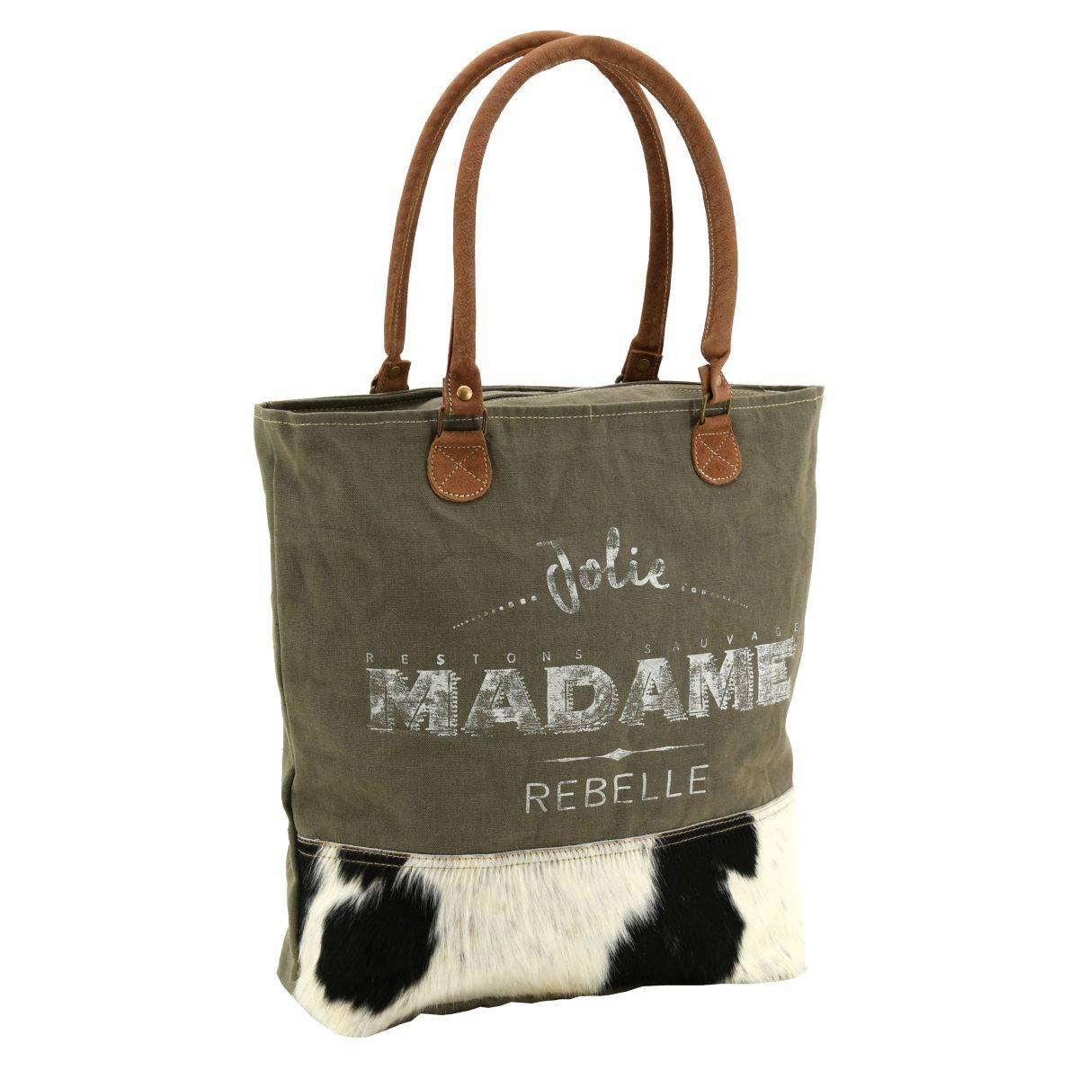 Aubry Gaspard - Sac en coton et peau de vache Madame rebelle - Imagen 1