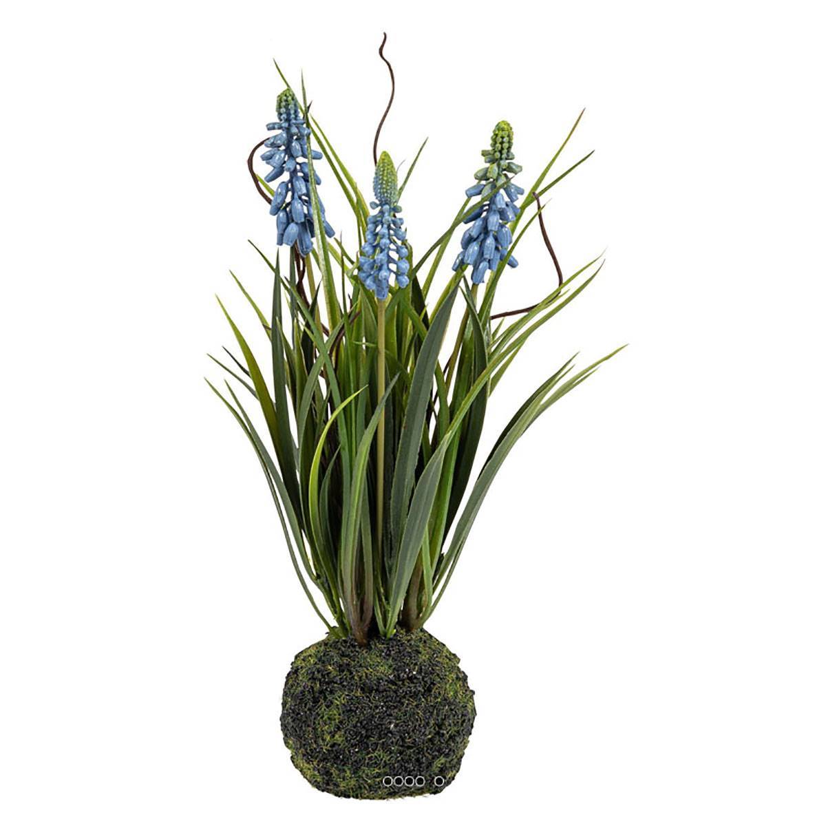 Artificielles - Muscaris artificiels 3 têtes sur boule de mousse H 25 cm Bleu royal - couleur: Bleu royal 250 - Imagen 1