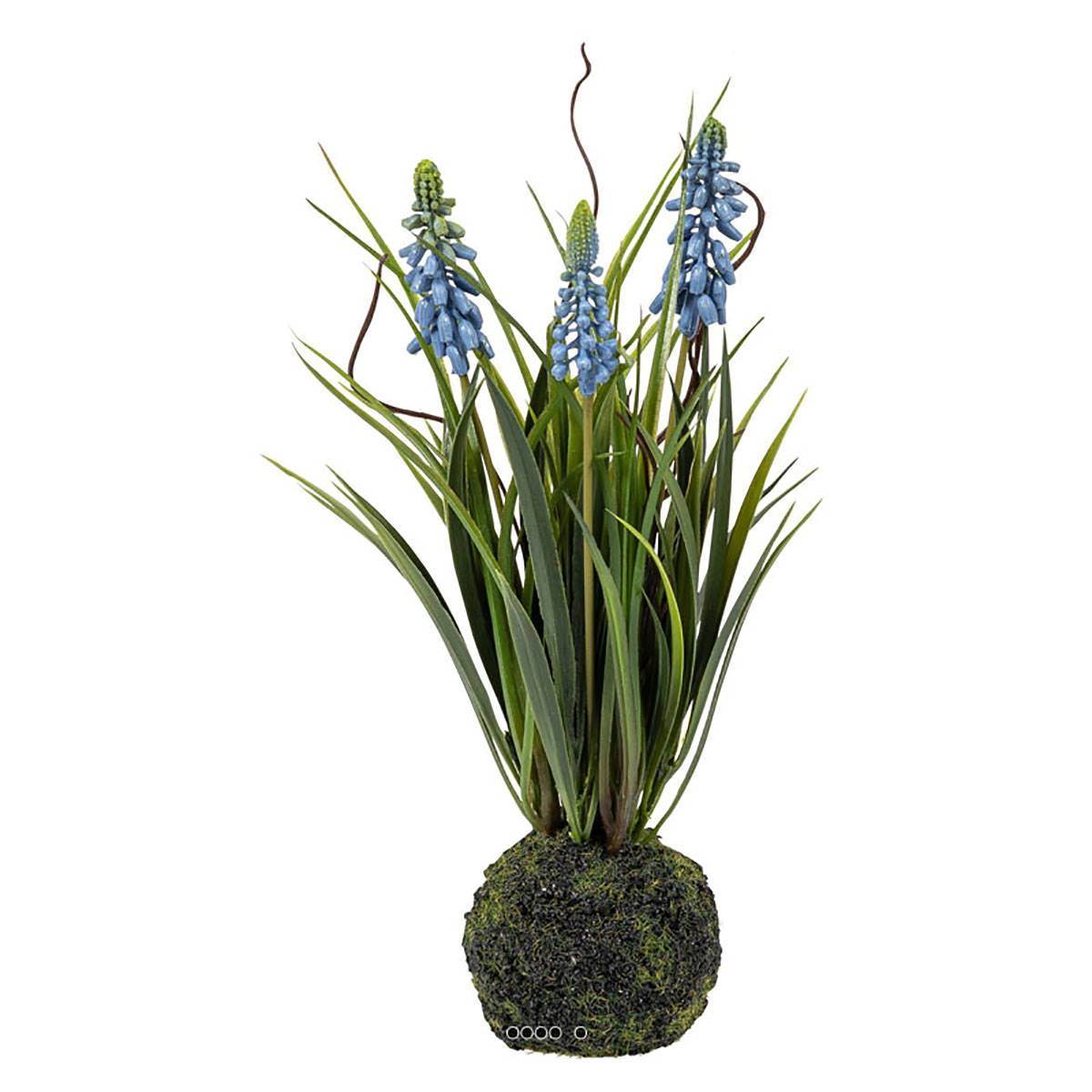 Artificielles - Muscaris artificiels 3 têtes sur boule de mousse H 25 cm Bleu royal - couleur: Bleu royal 250 - Imagen 2