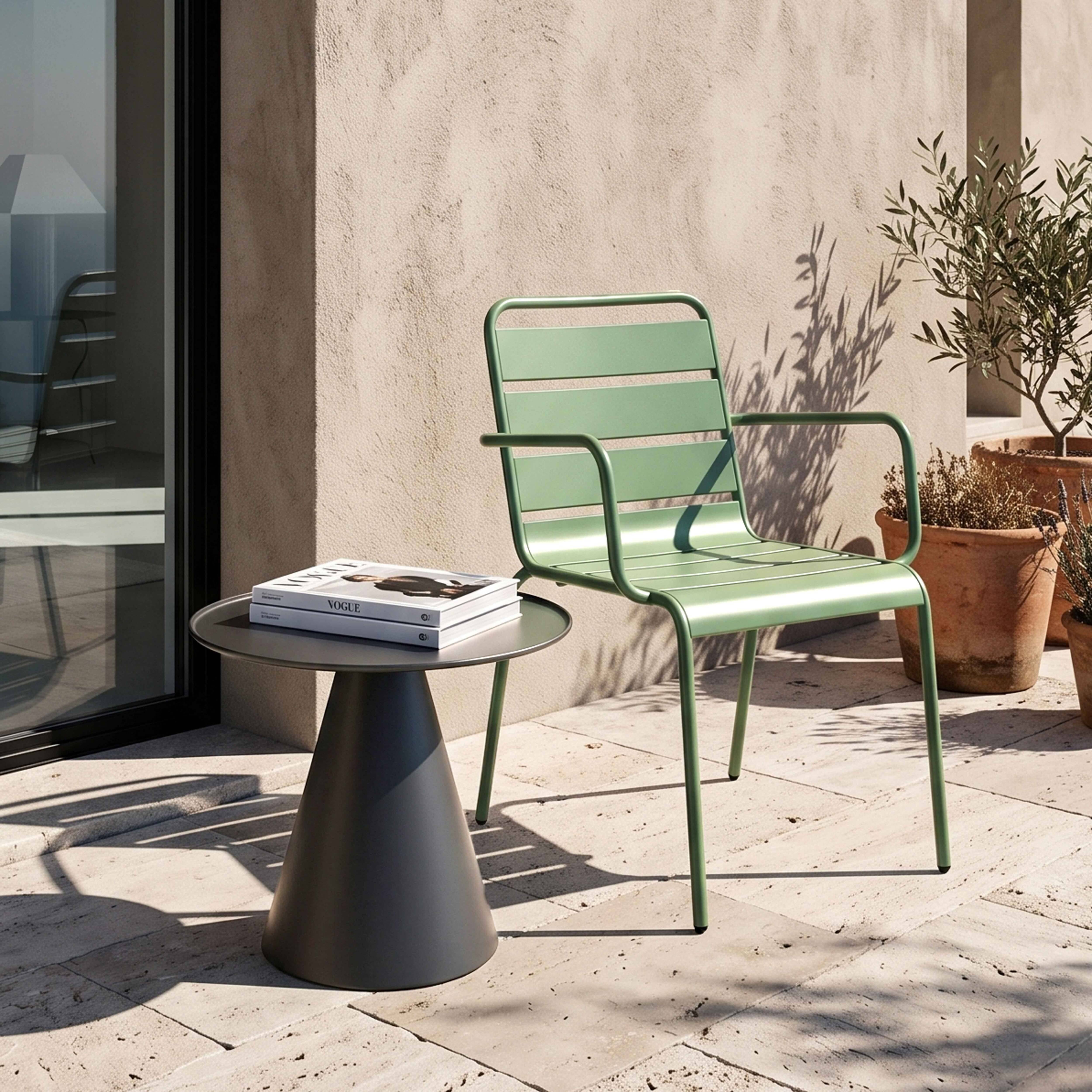 Oviala - Fauteuil de jardin en métal vert cactus Palavas - Oviala - Imagen 2
