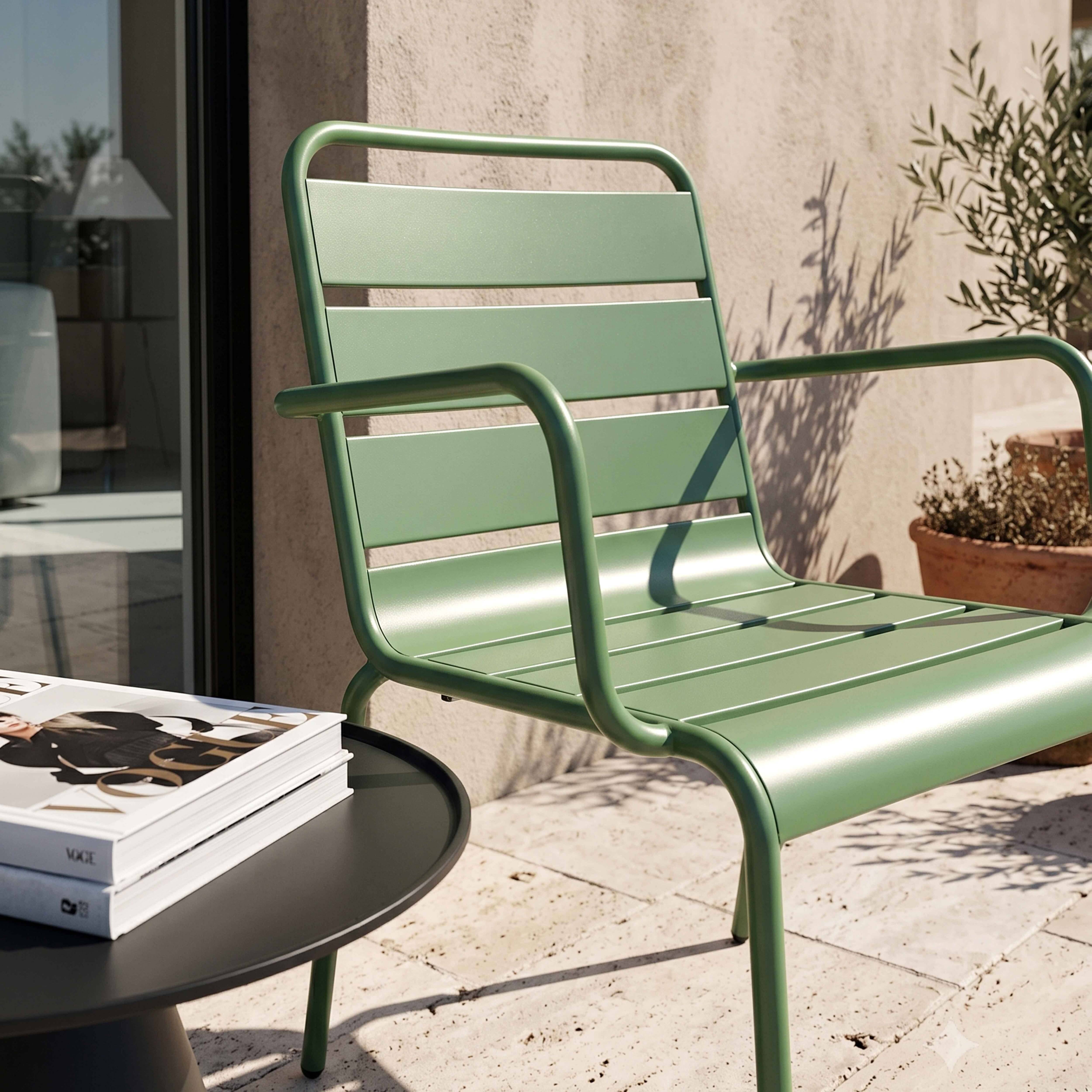 Oviala - Fauteuil de jardin en métal vert cactus  Palavas - Oviala - Imagen 3