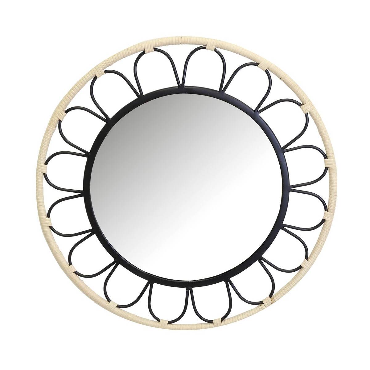Aubry Gaspard - Miroir fleur en métal et rotin - Imagen 1