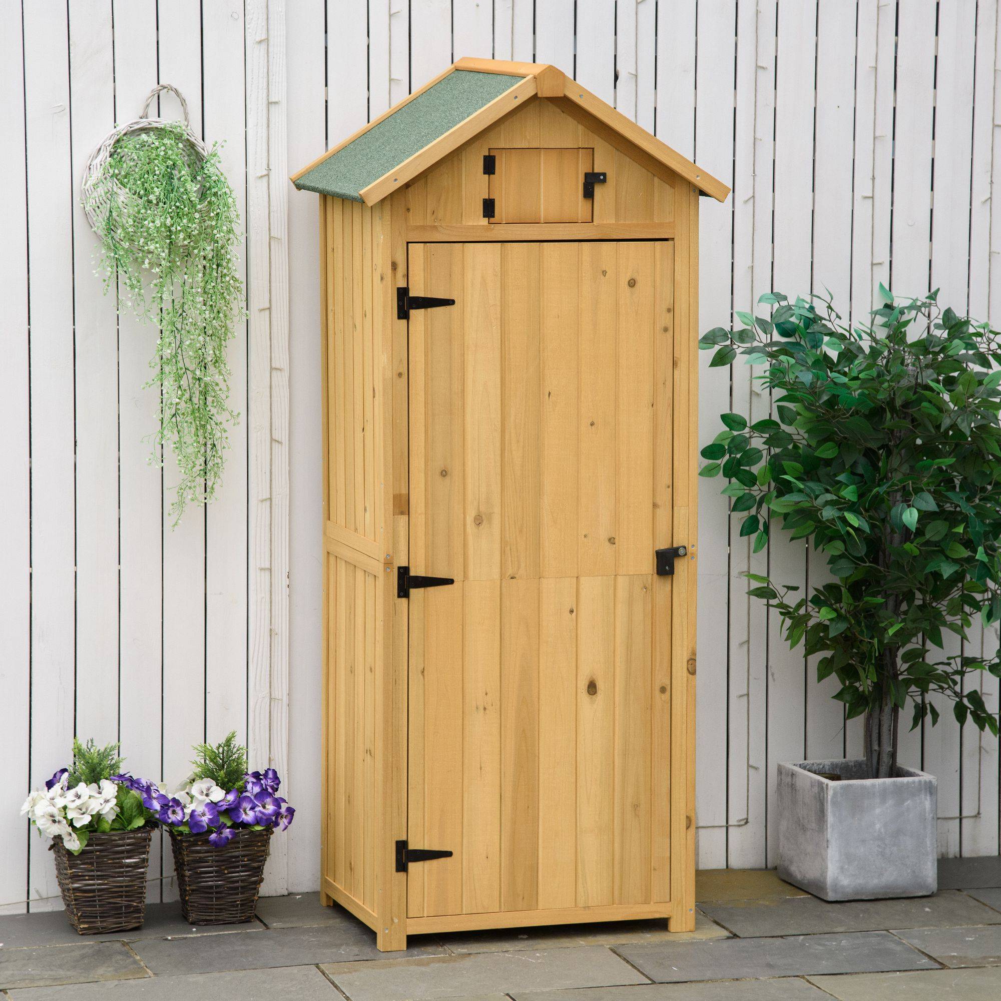 Abri de jardin bois avec étagères 77x54,2x179 cm jaune vert - Image 4