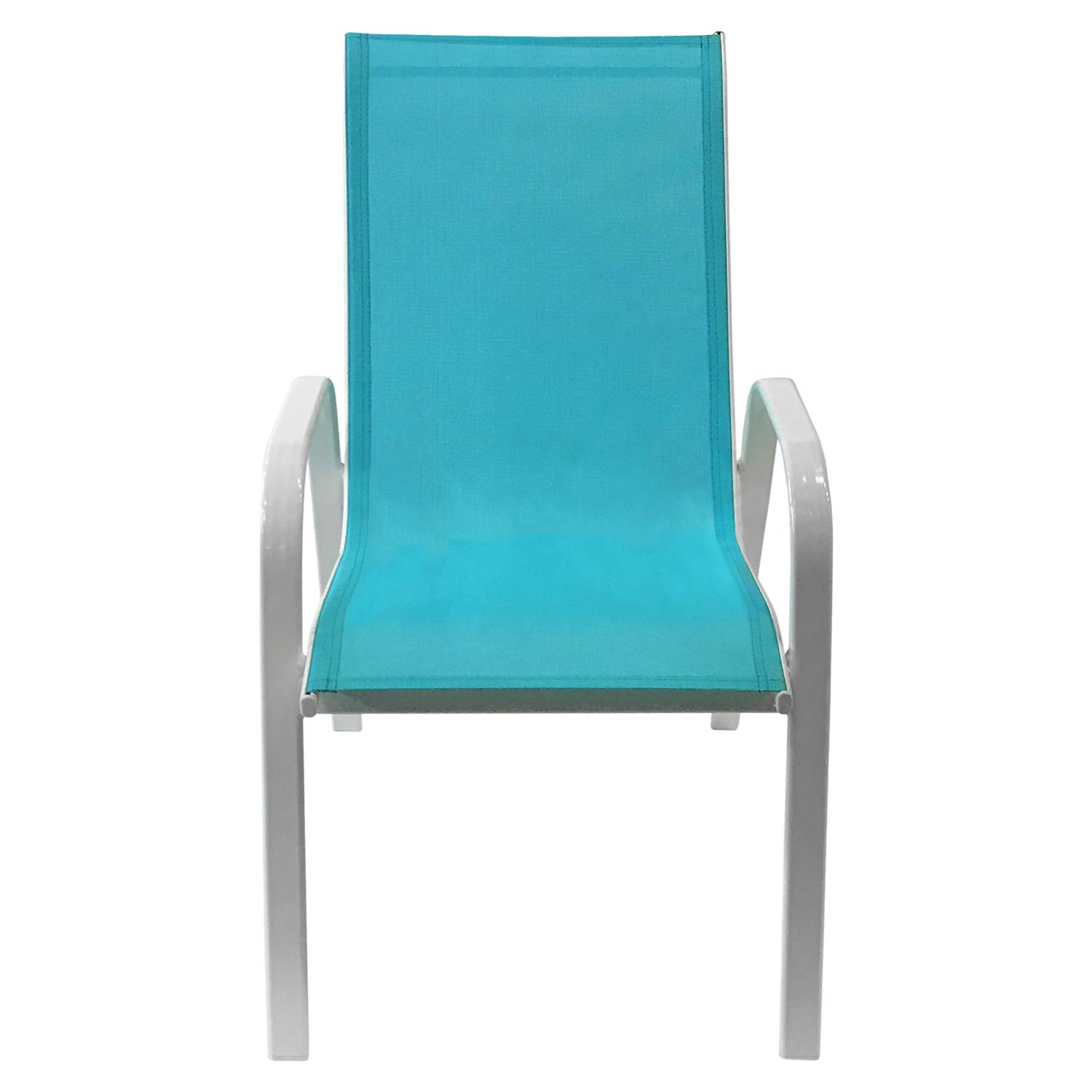 Happy Garden - Lot de 4 chaises MARBELLA en textilène bleu - aluminium blanc - HAPPY GARDEN - Imagen 3