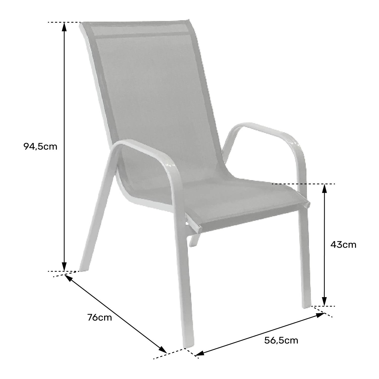 Happy Garden - Lot de 4 chaises MARBELLA en textilène bleu - aluminium blanc - HAPPY GARDEN - Imagen 7