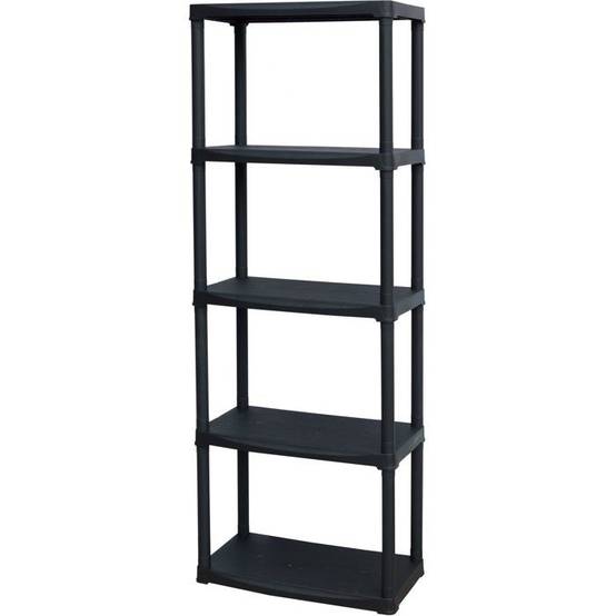 Étagère de rangement plastique 5 tablettes noires ETA 635, 60 x 30 x 176 cm - TOOD