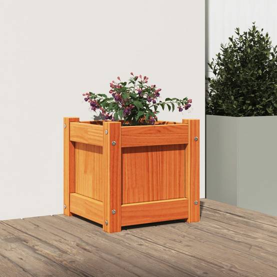 Jardinière bois de pin massif cire marron 31 x 31 x 31 cm - PANGIVO - Image 3
