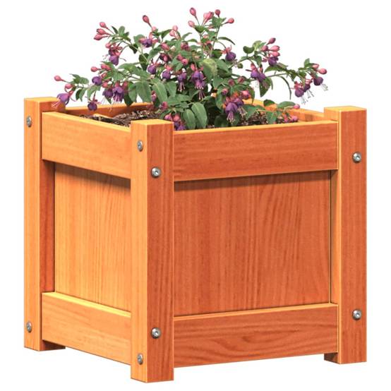 Jardinière bois de pin massif cire marron 31 x 31 x 31 cm - PANGIVO - Image 4