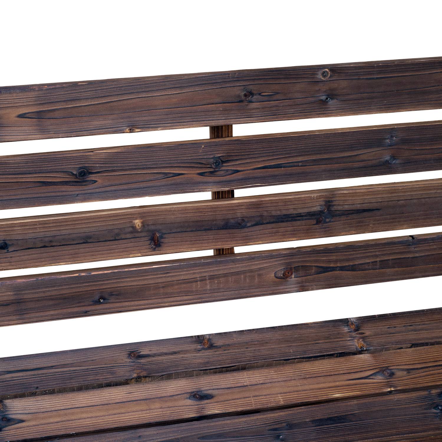 Outsunny - Banc de jardin 3 places style rustique chic accoudoirs roues charette bois sapin traité carbonisation - Outsunny - Image 9