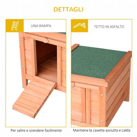 Clapier lapin rongeurs bois extérieur toit asphalte rampe antidérapante 51x42x43cm - ComfortXL Outdoor Living - Image 8