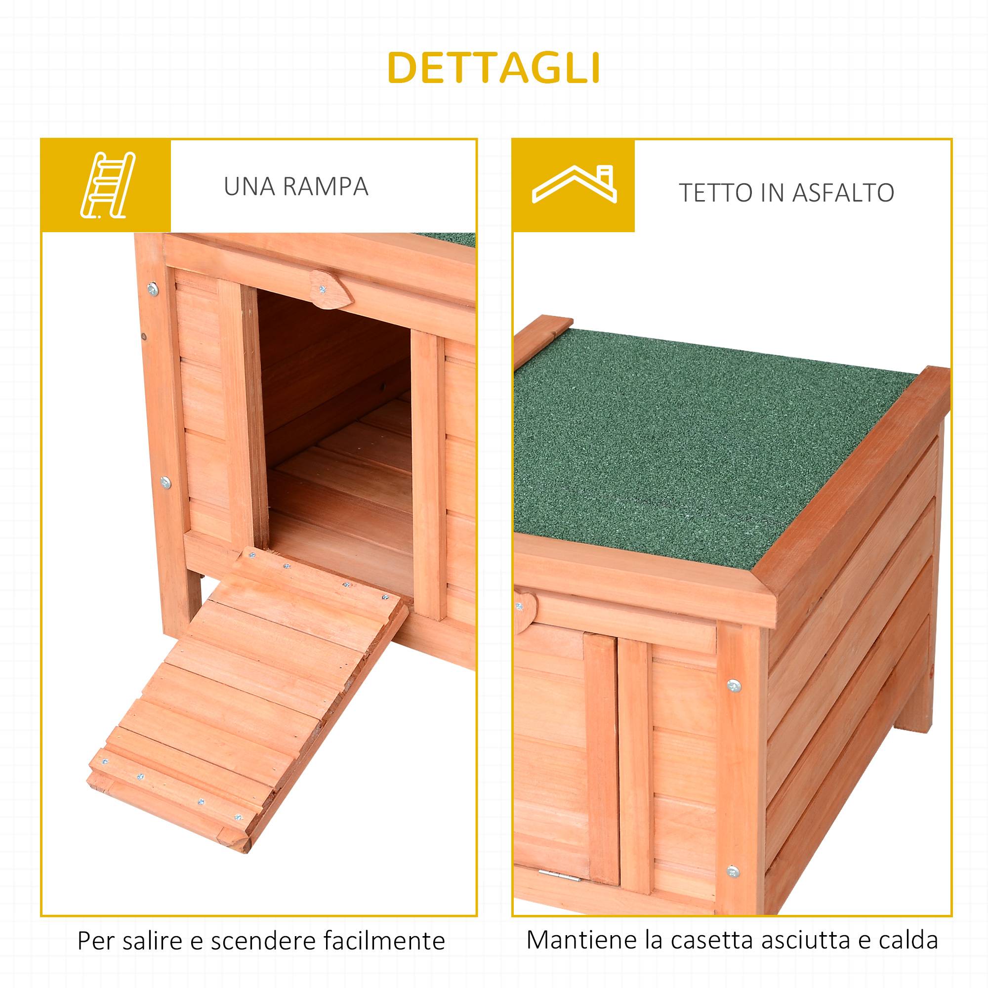 Clapier lapin rongeurs bois extérieur toit asphalte rampe antidérapante 51x42x43cm - ComfortXL Outdoor Living - Image 8