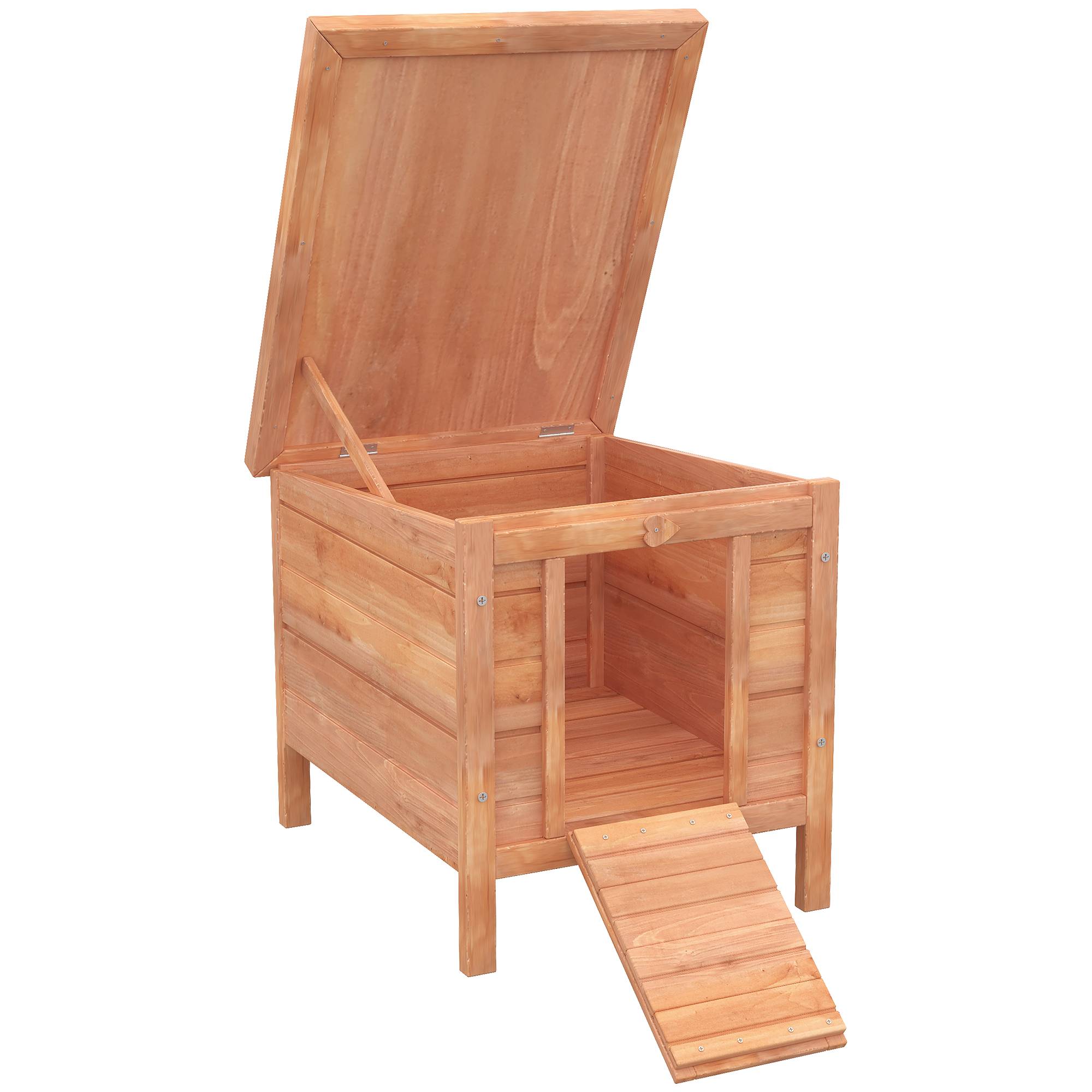 Clapier lapin rongeurs bois extérieur toit asphalte rampe antidérapante 51x42x43cm - ComfortXL Outdoor Living - Image 1