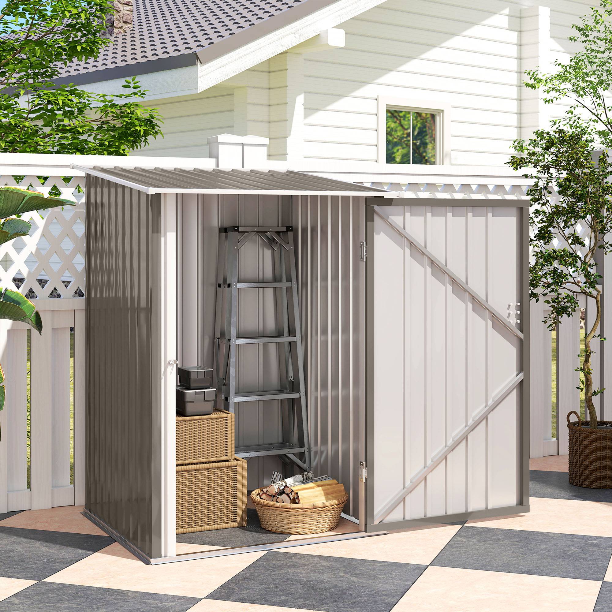Sans Marque - Abri de Jardin 1m² - Remise pour Outils - cabanon Porte verrouillable - dim. 1L x 1,03l x 1,6H m - tôle d'acier ondulée - Image 10