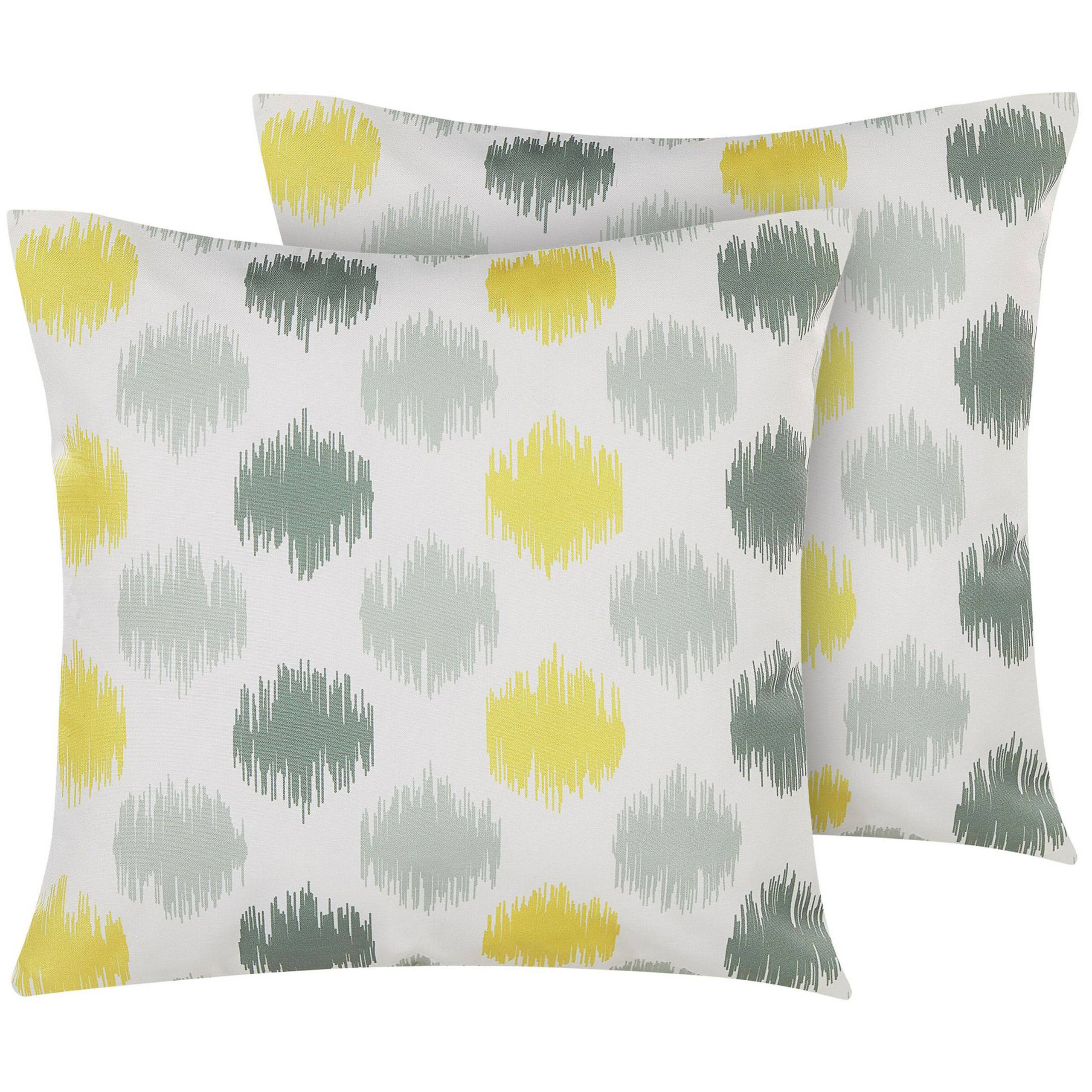 Beliani - Lot de 2 Coussins Décoratifs d'Extérieur pour Jardin 45 x 45 cm en Tissu Imperméable Jaune à Motif Pois Jaunes et Gris Beliani - Imagen 1