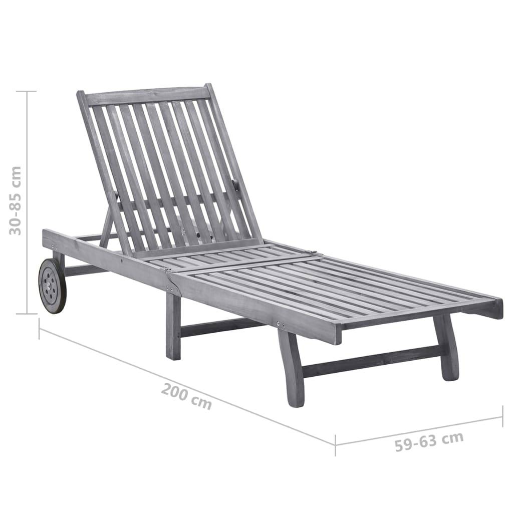 Vidaxl - Chaise longue de jardin avec coussin Gris Bois d'acacia solide vidaXL 3061360 - Image 3