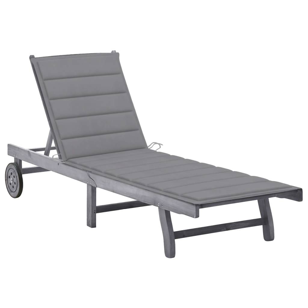 Vidaxl - Chaise longue de jardin avec coussin Gris Bois d'acacia solide vidaXL 3061360 - Image 1
