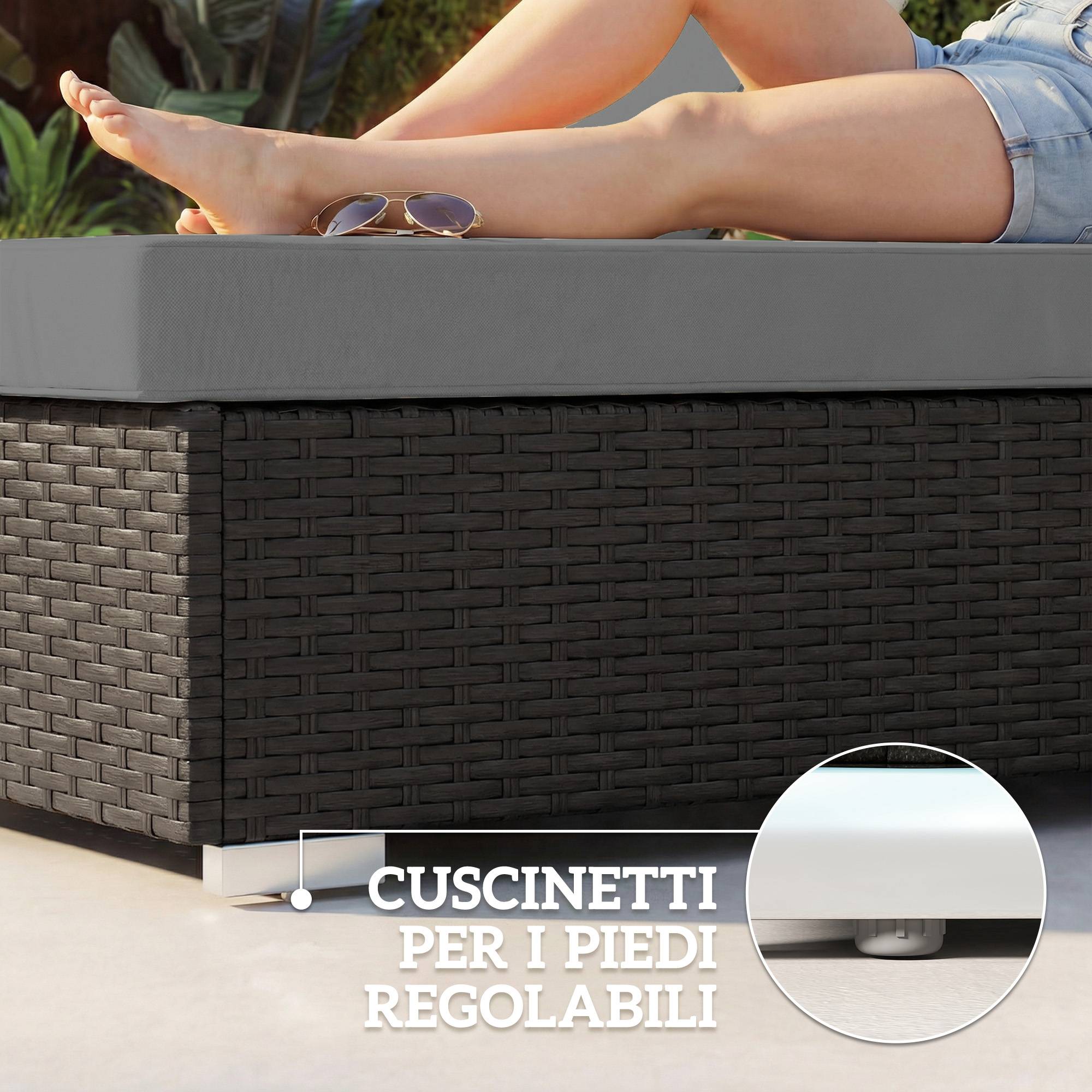 Lot de 2 Bains de Soleil Résine Tressée Jardin Plage Dossier Inclinable 184x60x22cm Gris - ComfortXL Outdoor Living - Image 10