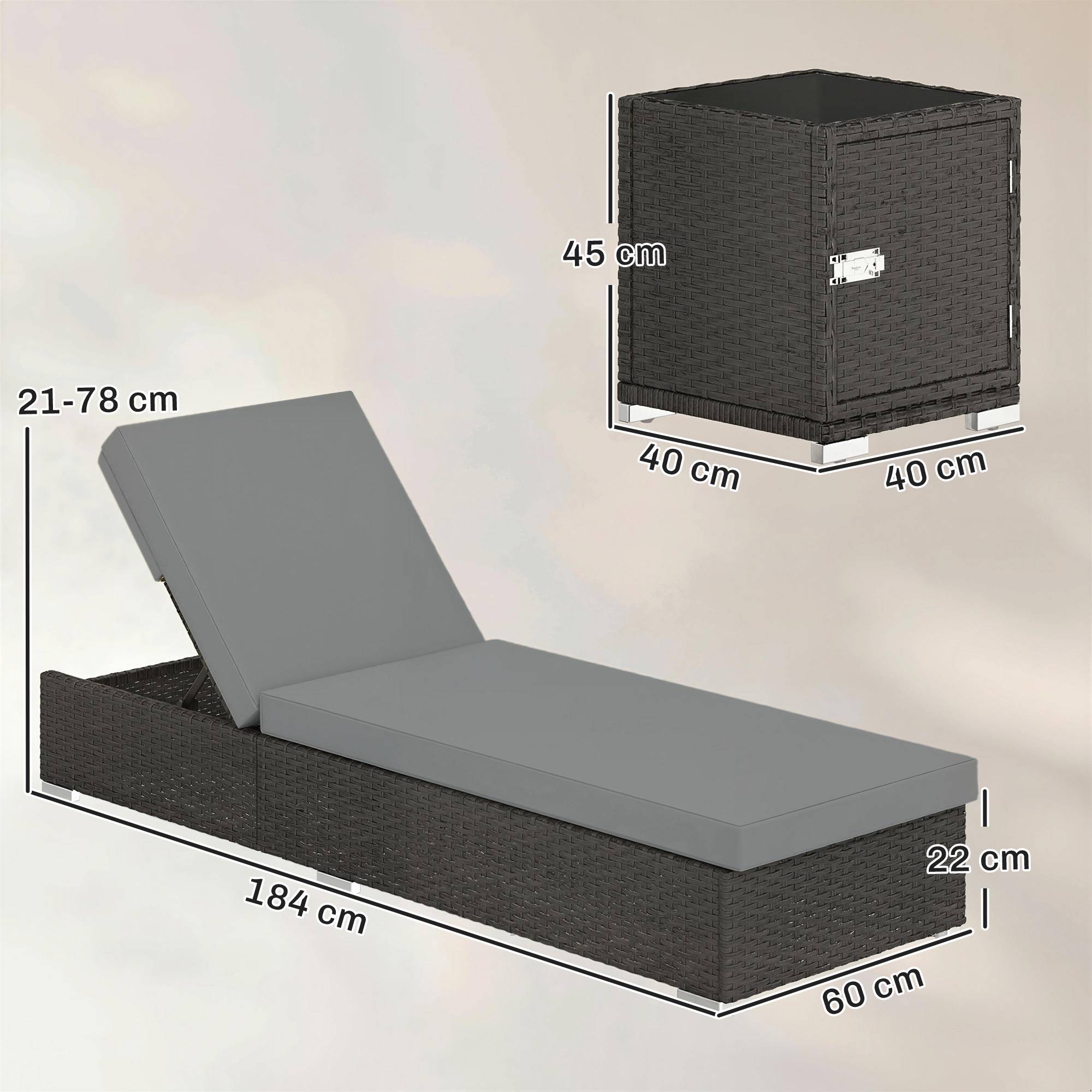 Lot de 2 Bains de Soleil Résine Tressée Jardin Plage Dossier Inclinable 184x60x22cm Gris - ComfortXL Outdoor Living - Image 5