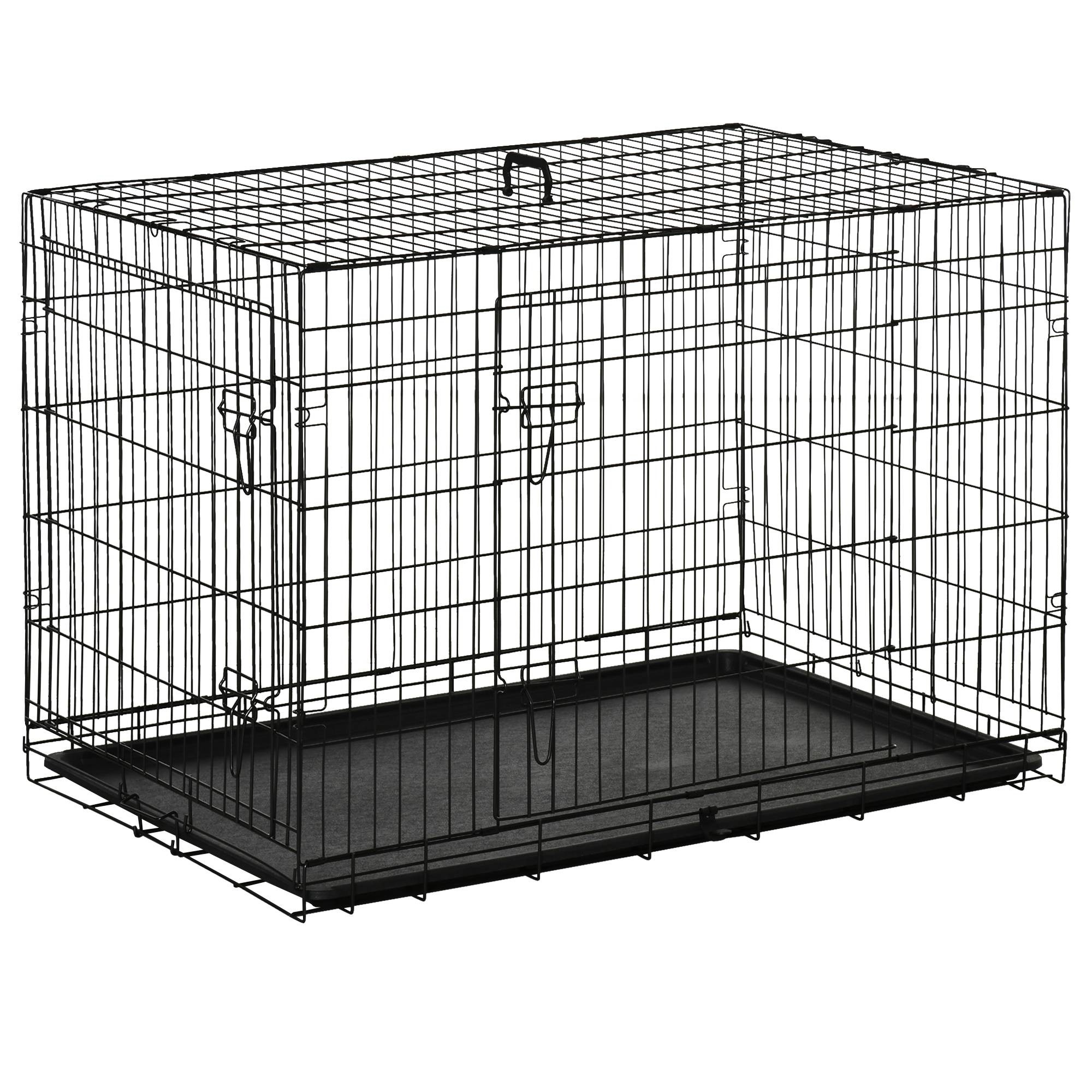 Pawhut - Cage caisse de transport pliante pour chien en métal noir 106 x 71 x 76 cm - Imagen 1