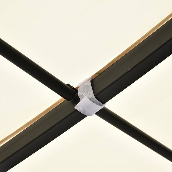 Pergola adossable métal polyester terrasse imitation fer forgé 3x3m beige gris - ComfortXL Outdoor Living - Image 10