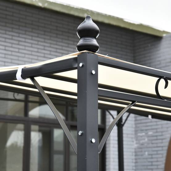 Pergola adossable métal polyester terrasse imitation fer forgé 3x3m beige gris - ComfortXL Outdoor Living - Image 9