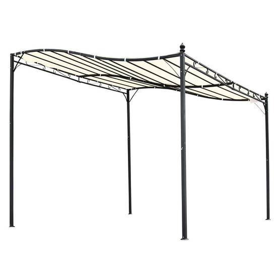 Pergola adossable métal polyester terrasse imitation fer forgé 3x3m beige gris - ComfortXL Outdoor Living - Image 2