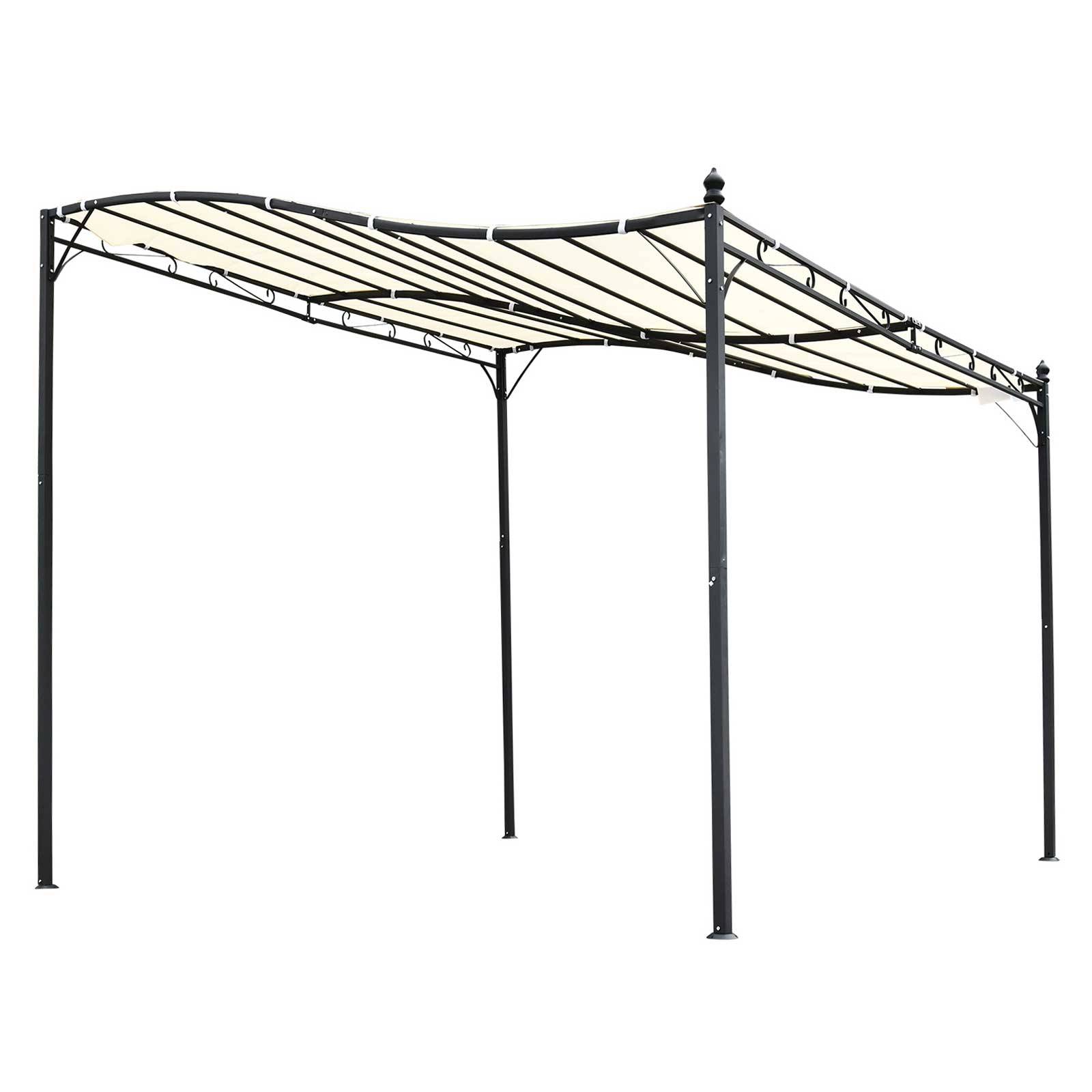 Pergola adossable métal polyester terrasse imitation fer forgé 3x3m beige gris - ComfortXL Outdoor Living - Image 2