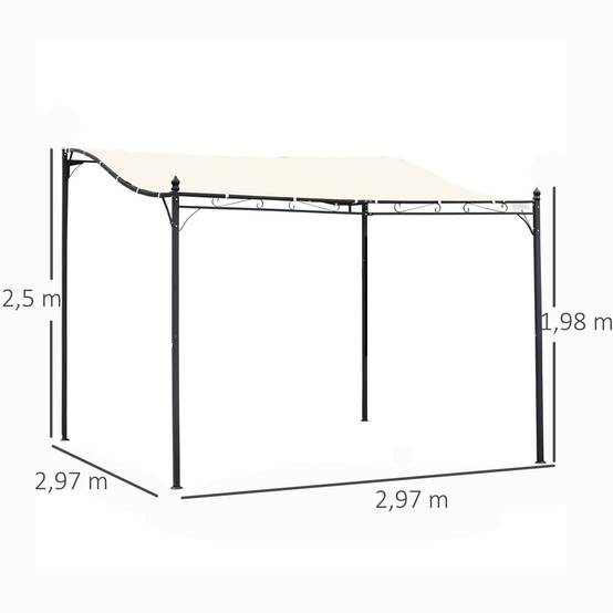 Pergola adossable métal polyester terrasse imitation fer forgé 3x3m beige gris - ComfortXL Outdoor Living - Image 5