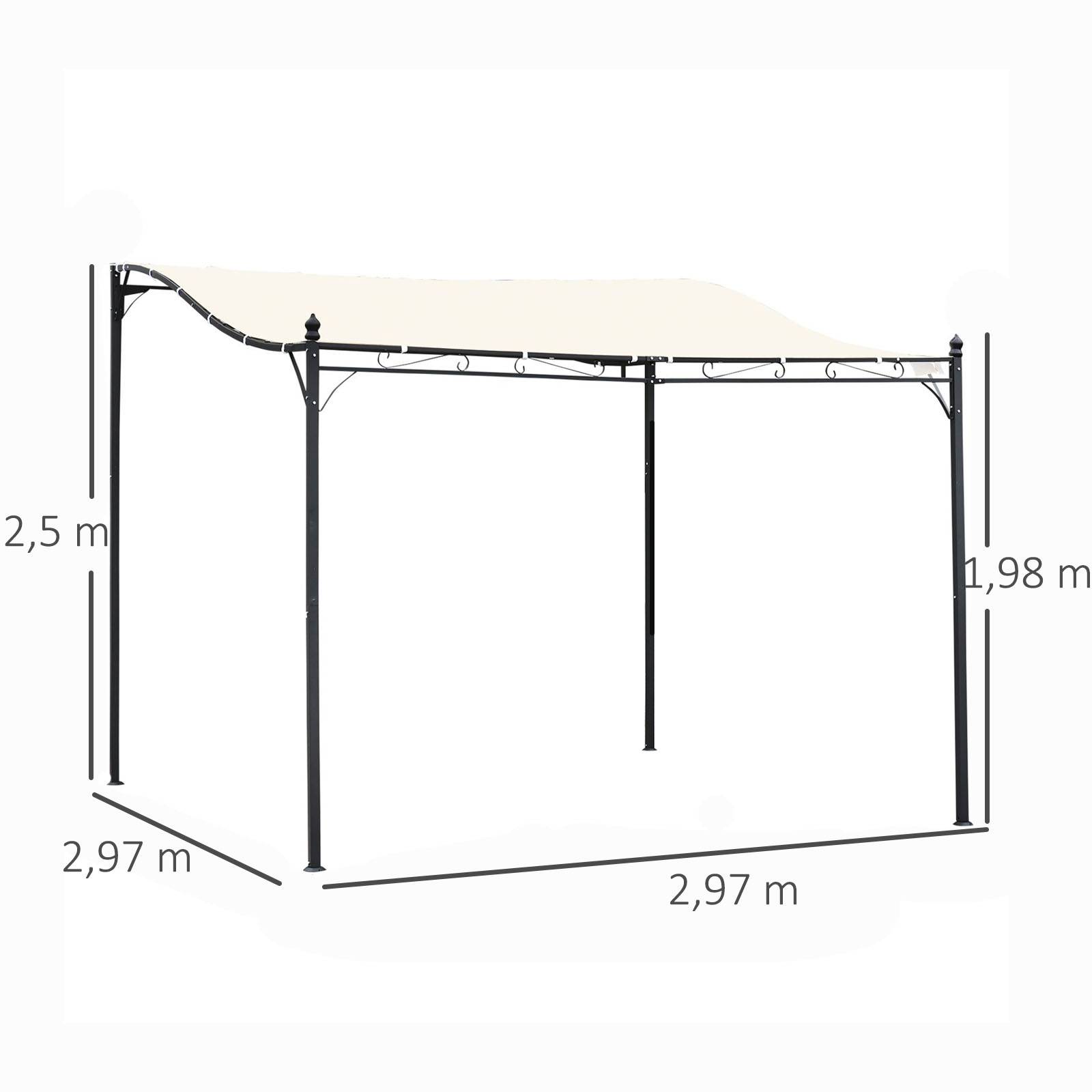 Pergola adossable métal polyester terrasse imitation fer forgé 3x3m beige gris - ComfortXL Outdoor Living - Image 5