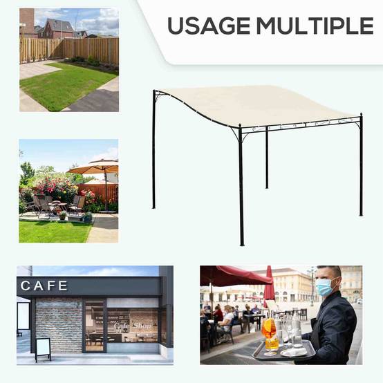 Pergola adossable métal polyester terrasse imitation fer forgé 3x3m beige gris - ComfortXL Outdoor Living - Image 8
