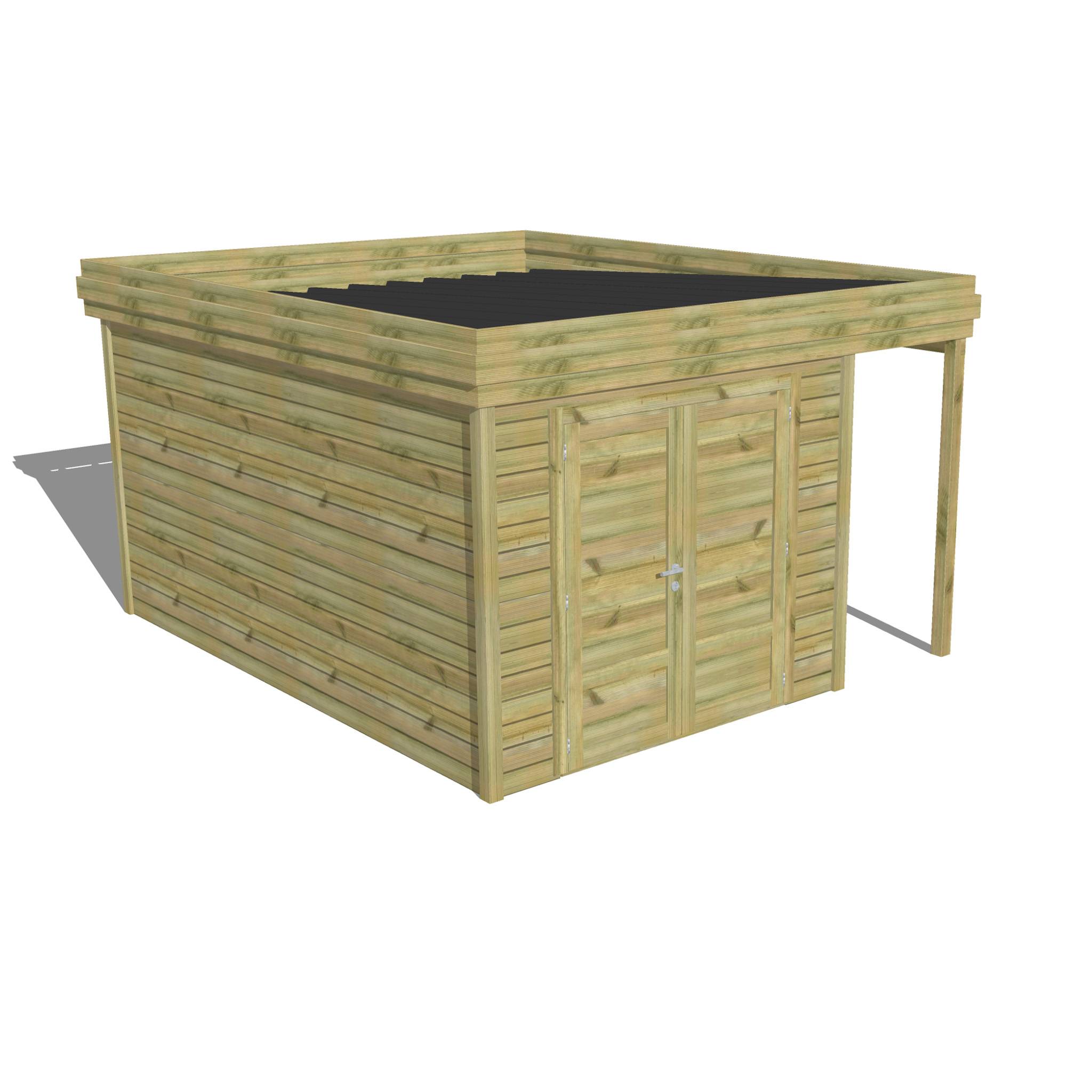 ABRI DE JARDIN bois autoclave 27mm - 3,64x4,34m / 16m2 - Bac acier - Abri Français - Image 1