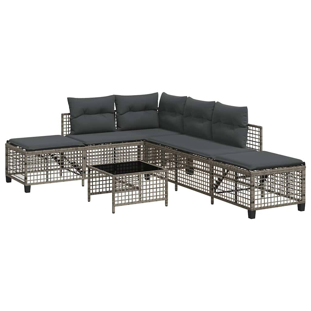 Maison Chic - Salon de jardin d'angle avec coussins 3 pcs | Mobilier d'extérieur gris résine tressée Maison Chic
