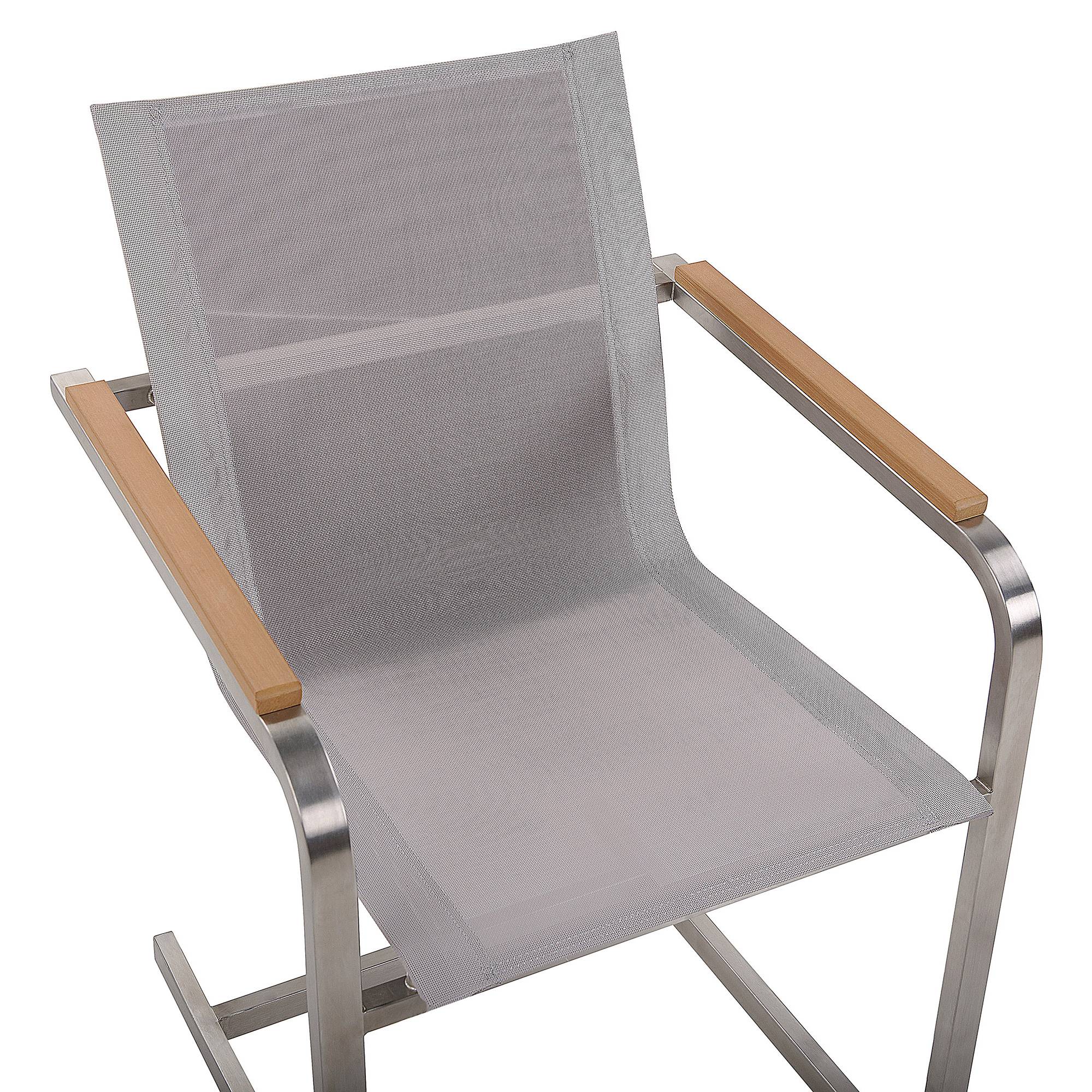 Beliani - Lot de 6 Chaises de Jardin en Porte-à-faux en Acier Inox et Textile Beige Design Moderne Très Tendance pour Terrasse Balcon ou Patio Beliani - Imagen 7