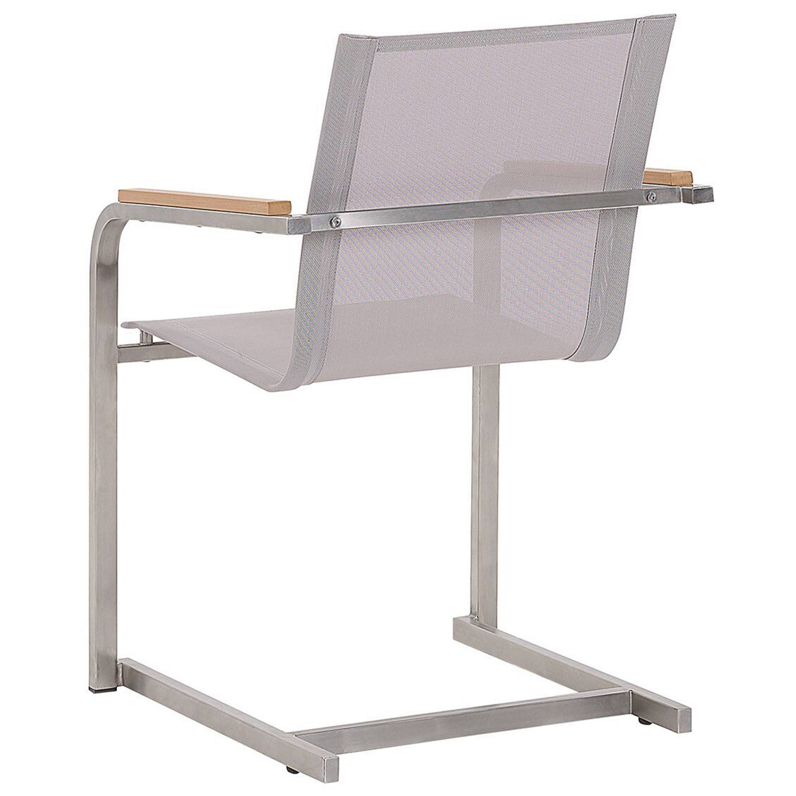 Beliani - Lot de 6 Chaises de Jardin en Porte-à-faux en Acier Inox et Textile Beige Design Moderne Très Tendance pour Terrasse Balcon ou Patio Beliani - Imagen 6