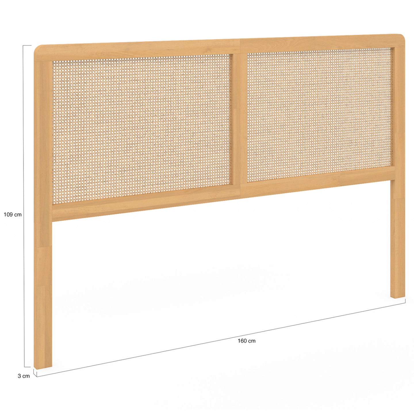 Tête de lit sur pied EDHEN 160 cm cannage et bois - Image 4