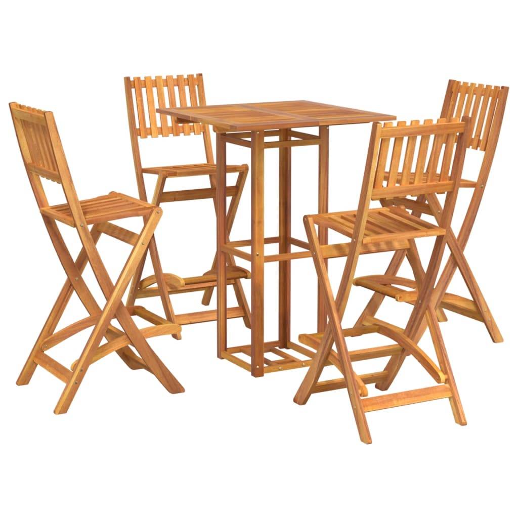 Helloshop26 - Ensemble de bar d'extérieur 5 pièces bois d'acacia massif - Imagen 1