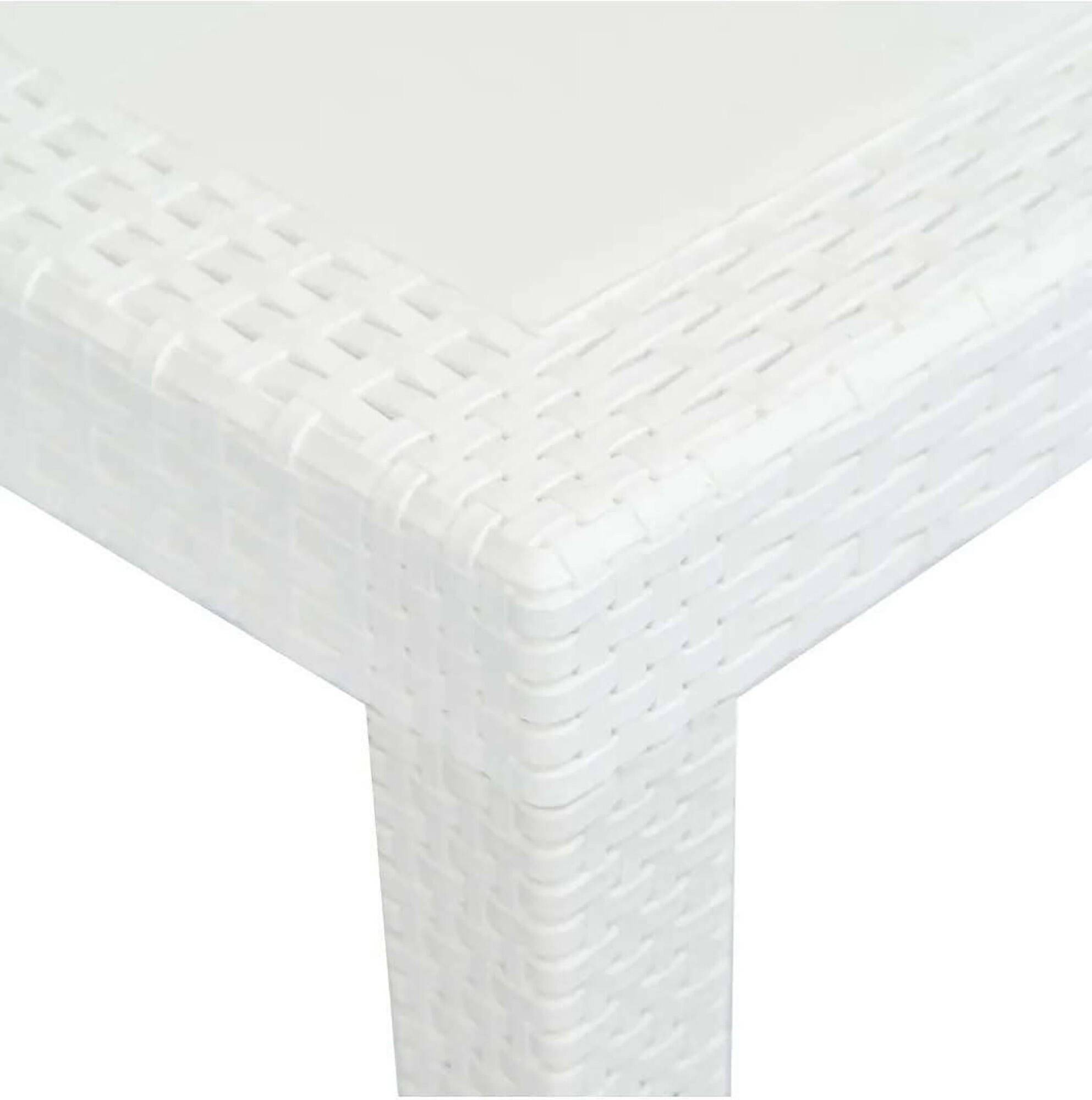 Dmora - Ensemble table et chaises Dantonaz, étagère rectangulaire d'extérieur extensible avec 4 chaises incluses, table et sièges de jardin effet rotin, Blanc - Imagen 4