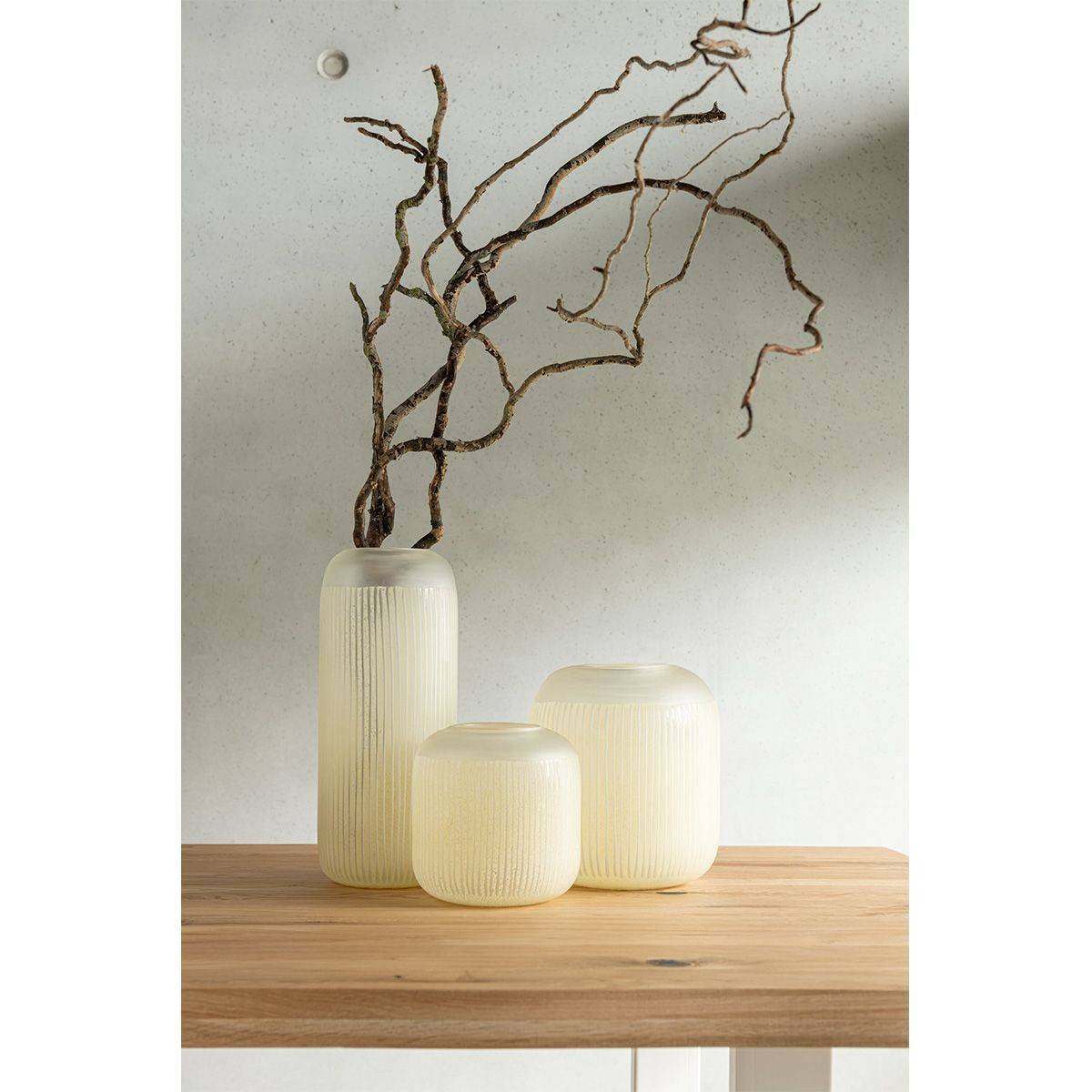 Vase Design en Verre Lignes "Carla" 16cm Jaune Clair - Image 7