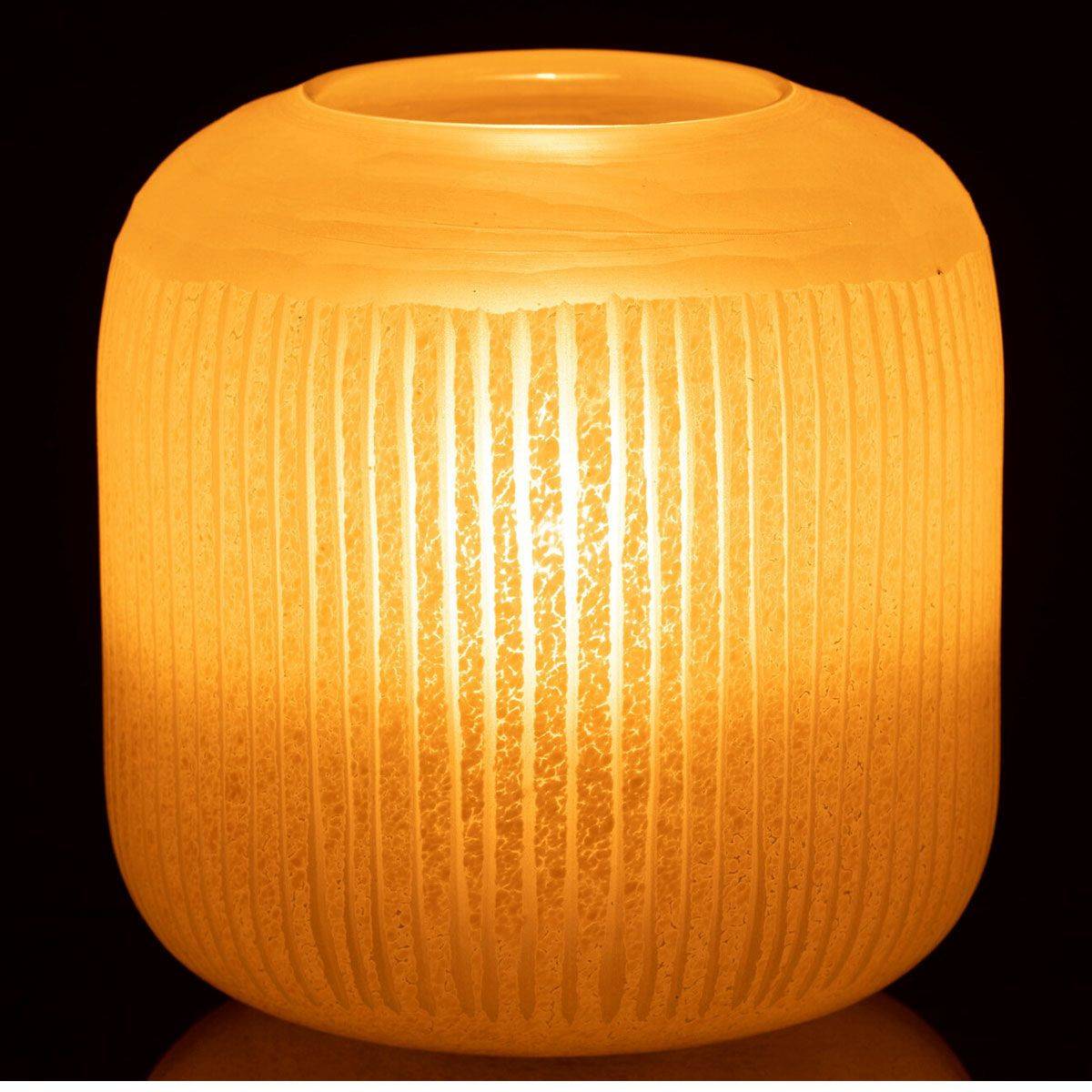 Vase Design en Verre Lignes "Carla" 16cm Jaune Clair - Image 3