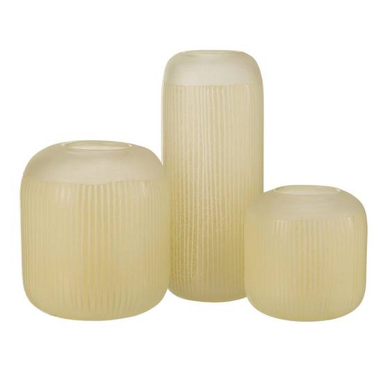 Vase Design en Verre Lignes "Carla" 16cm Jaune Clair - Image 4