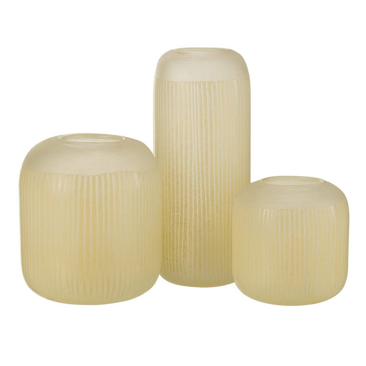 Vase Design en Verre Lignes "Carla" 16cm Jaune Clair - Image 4