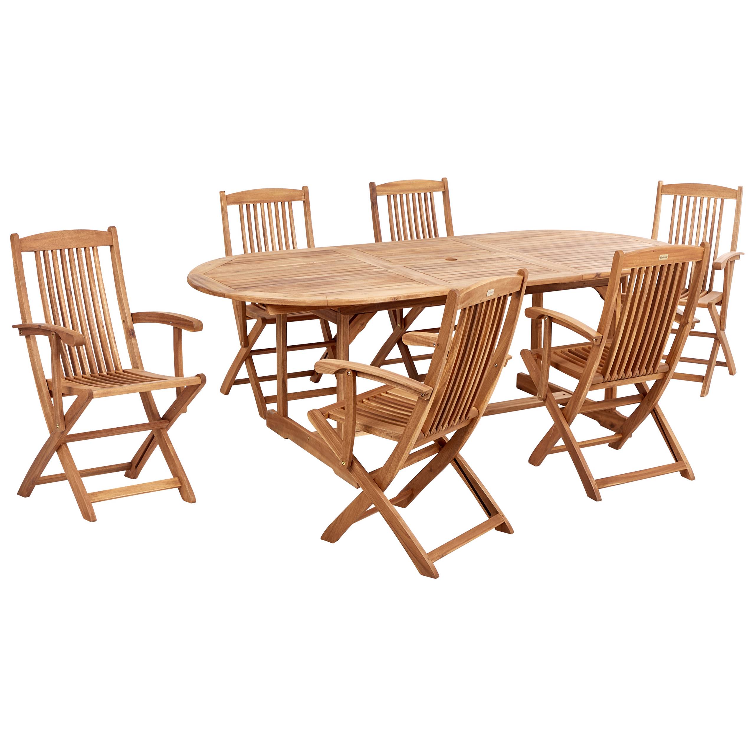 Beliani - Set de salle à manger, 6 Personnes Acacia Marron clair MAUI II - Beliani - Imagen 4