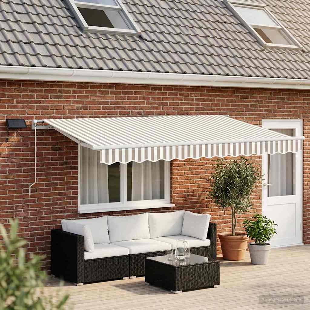 ComfortXL - Store banne manuel aluminium avec LED pour terrasse ombre gris clair 4x3m - ComfortXL Outdoor Living - Image 1