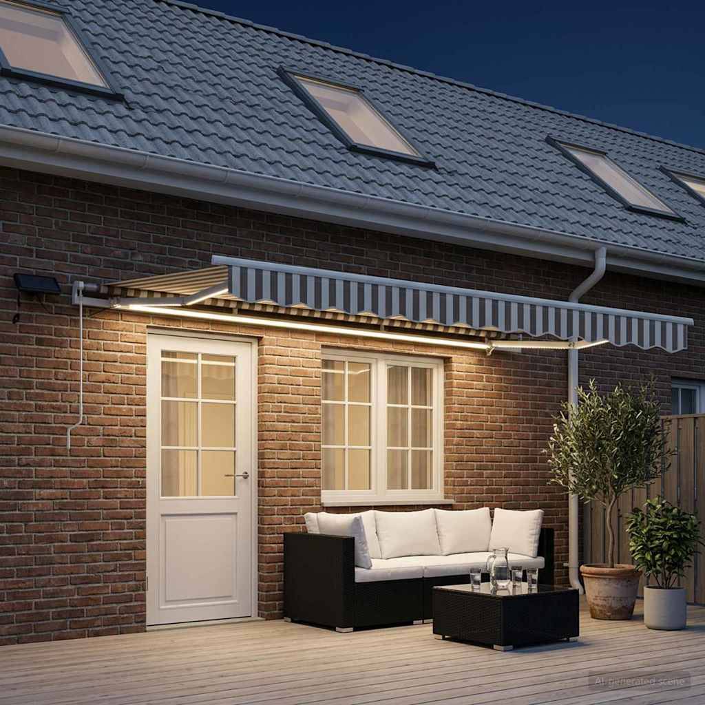 ComfortXL - Store banne manuel aluminium avec LED pour terrasse ombre gris clair 4x3m - ComfortXL Outdoor Living - Image 3