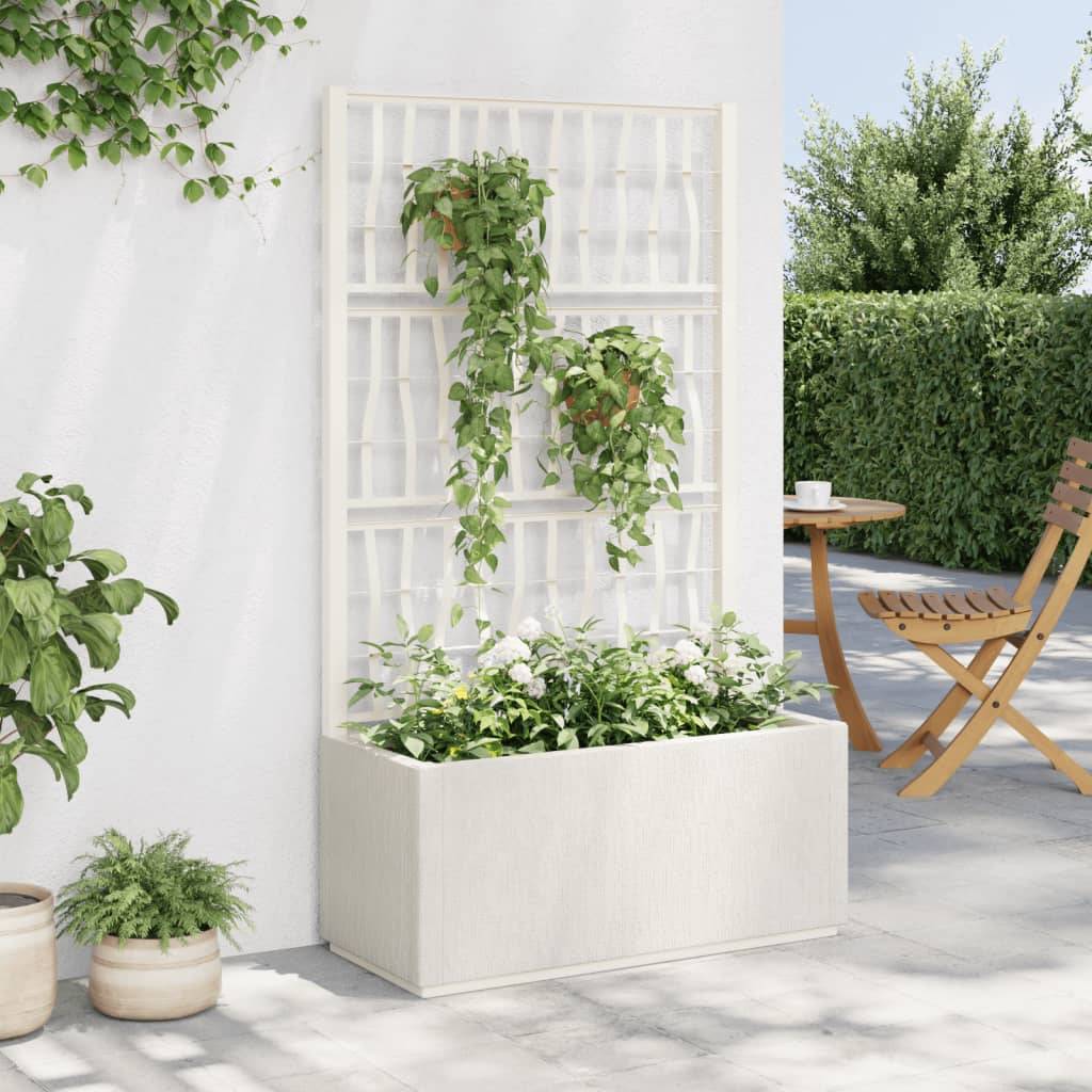 Jardinière PP blanc avec treillis 80 x 36 x 140 cm - PANGIVO - Image 1