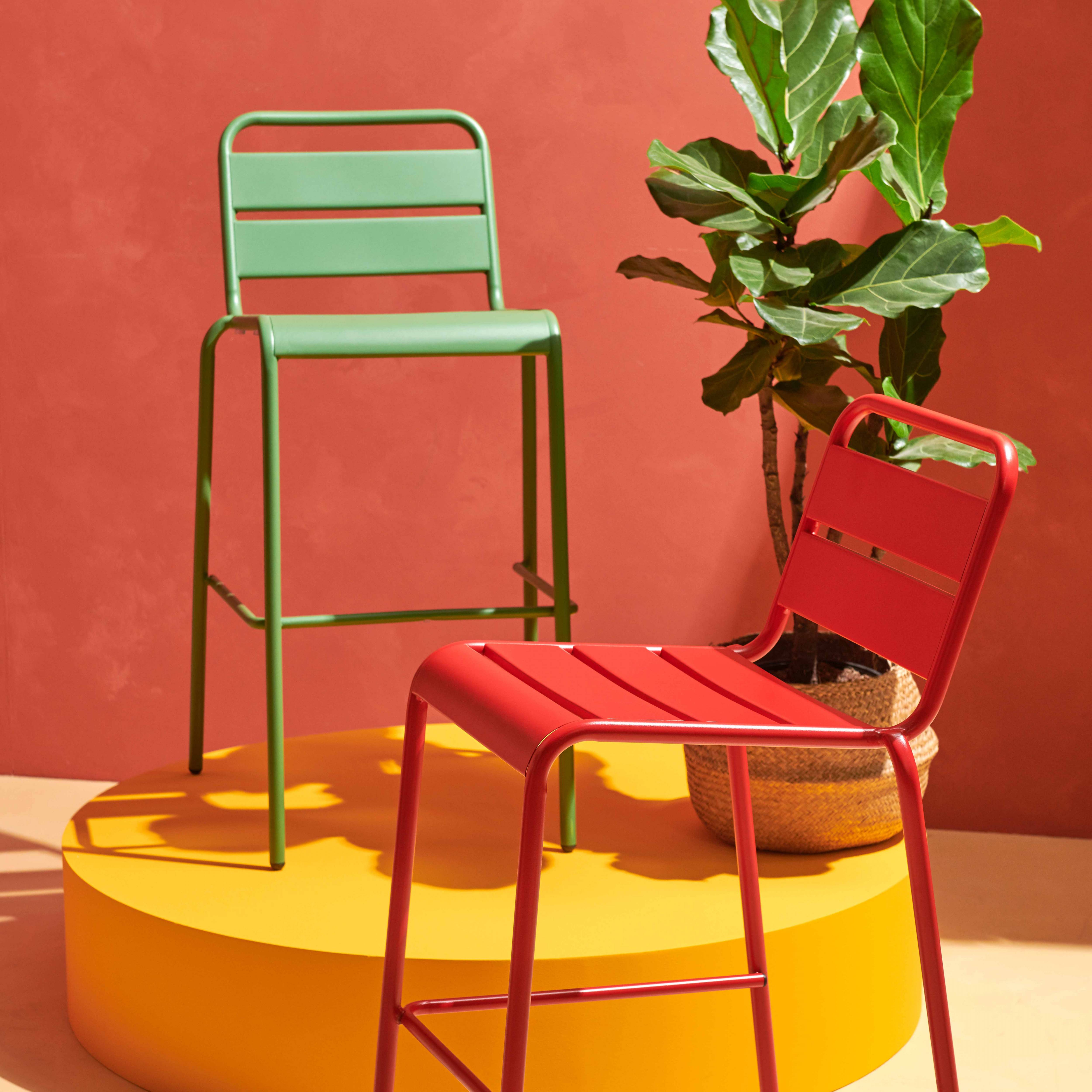 Oviala - Chaise haute de jardin en métal vert cactus Palavas - Oviala - Image 5