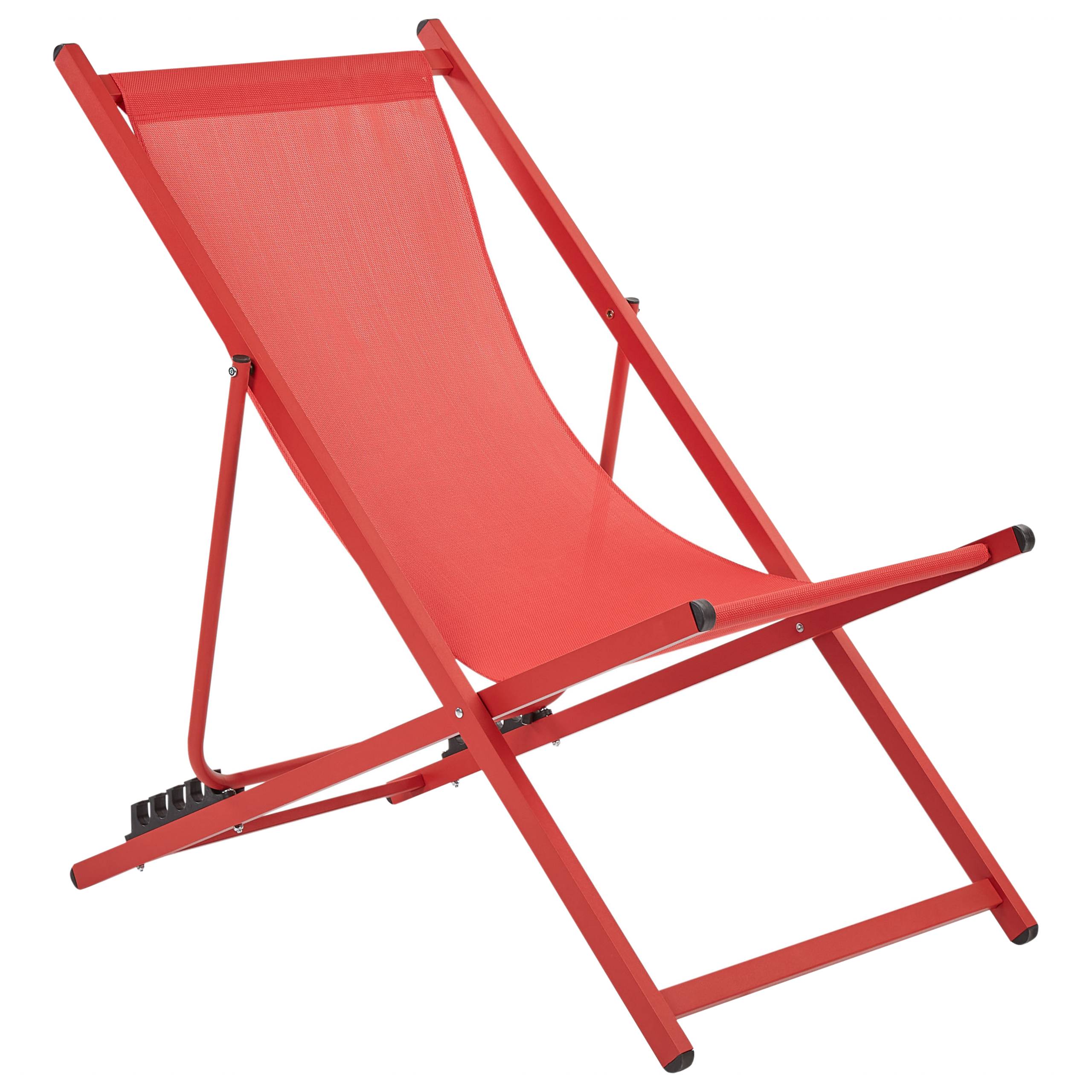 Beliani - Chaise Longue Longue Rouge avec Structure en Aluminium Pliable et Réglable Transat Plage Côtière - Imagen 1