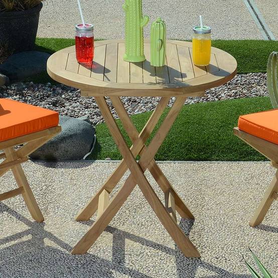 Table pliante ronde en teck massif Opio ø 75 cm - TECK'Attitude - Imagen 4